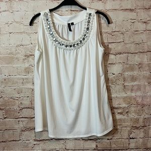 Cream SIONI jewel neck tunic sleeveless size large